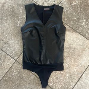 Faux leather body suit